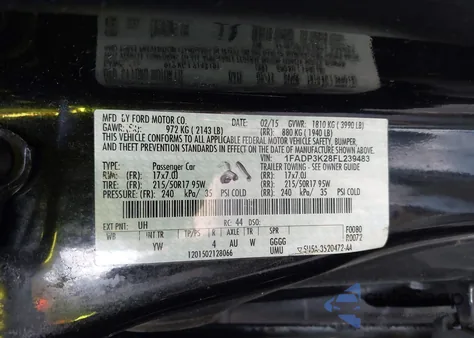 2015 Ford Focus Se from USA, damaged, VIN 1FADP3K28FL239483